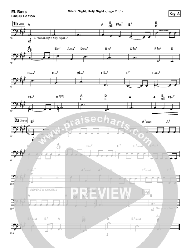 Silent Night Holy Night Bass Guitar (Tommy Walker)