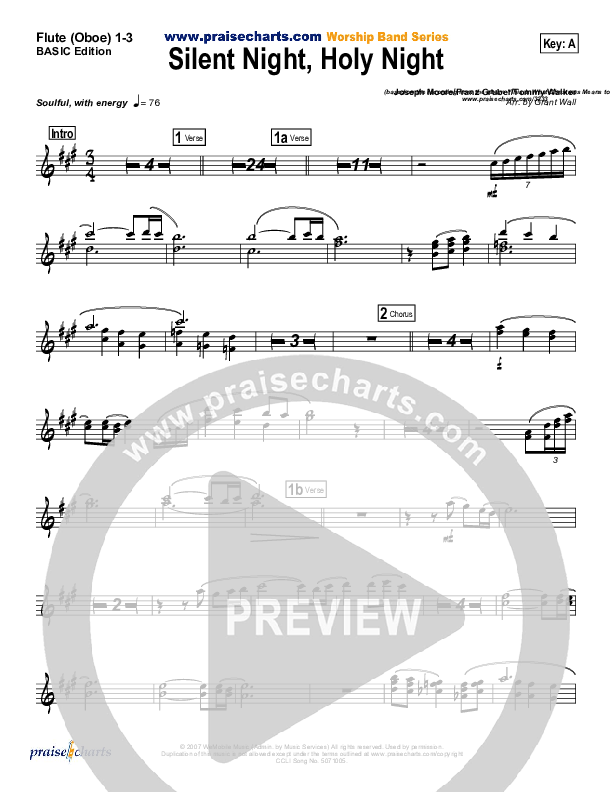 Silent Night Holy Night Flute/Oboe 1/2/3 (Tommy Walker)