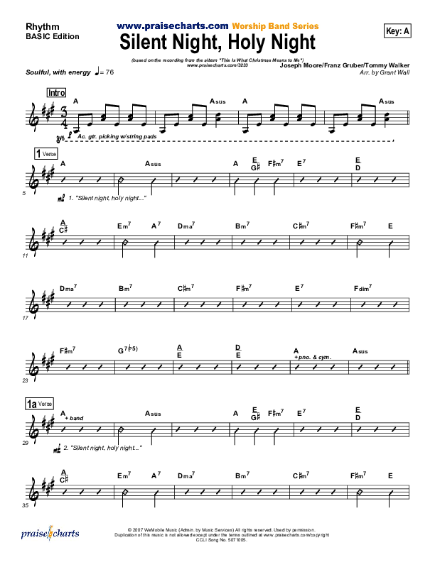 Silent Night Holy Night Rhythm Chart (Tommy Walker)