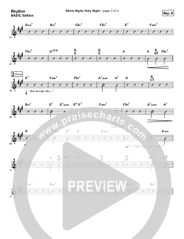 Silent Night Holy Night Rhythm Chart (Tommy Walker)