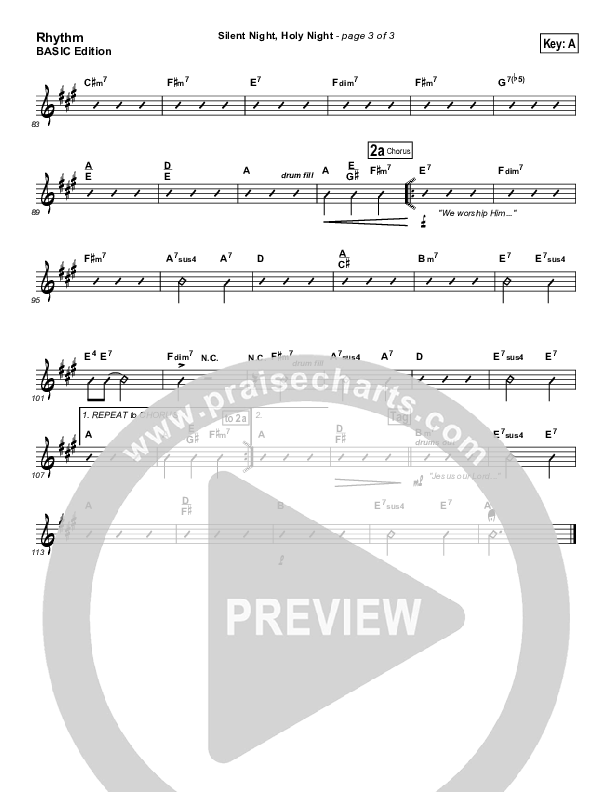 Silent Night Holy Night Rhythm Chart (Tommy Walker)