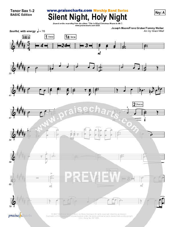 Silent Night Holy Night Tenor Sax 1/2 (Tommy Walker)