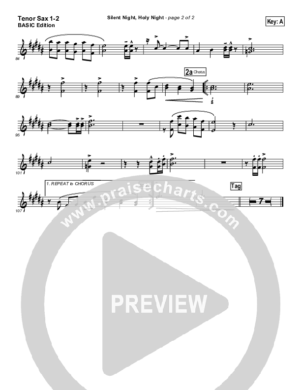 Silent Night Holy Night Tenor Sax 1/2 (Tommy Walker)