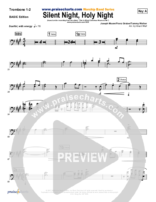 Silent Night Holy Night Trombone 1/2 (Tommy Walker)