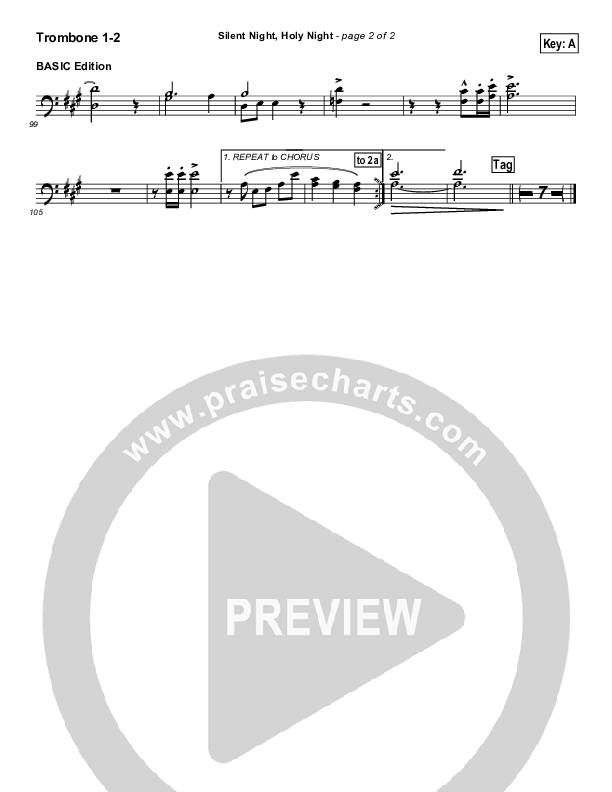 Silent Night Holy Night Trombone 1/2 (Tommy Walker)