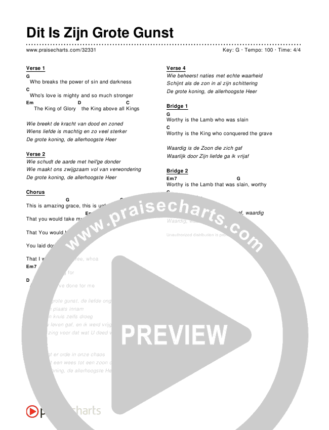 Dit Is Zijn Grote Gunst (Simplified) Chords & Lyrics ()