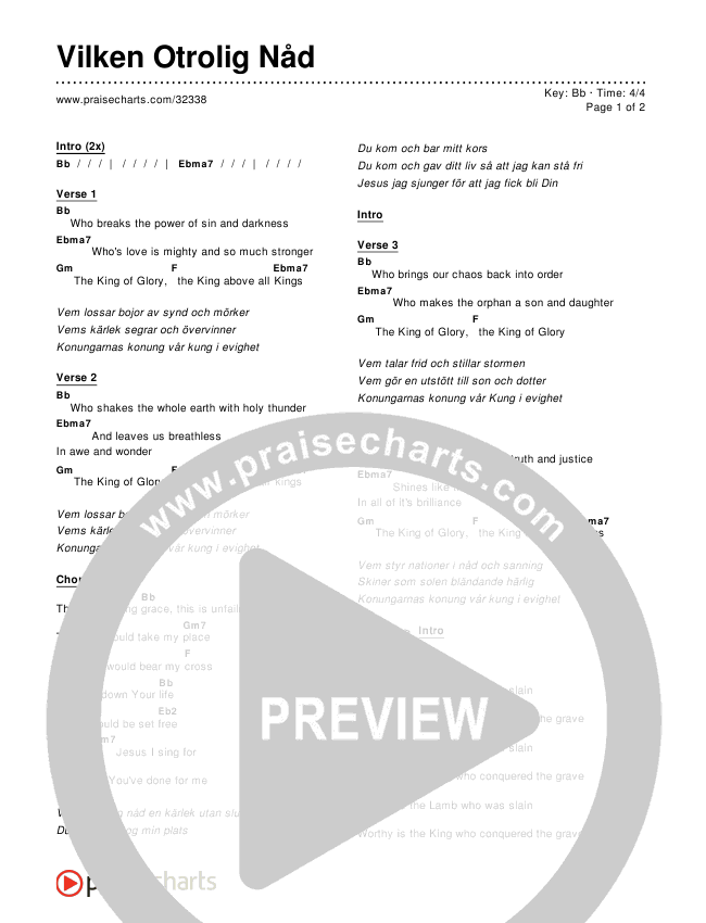 Vilken Otrolig Nåd Chords & Lyrics ()