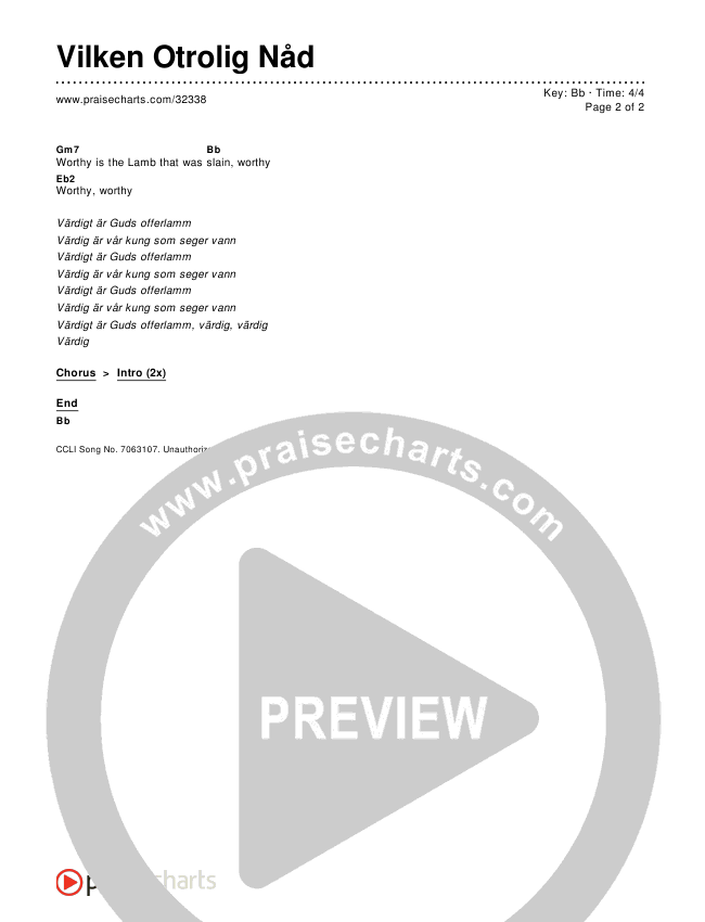 Vilken Otrolig Nåd Chords & Lyrics ()