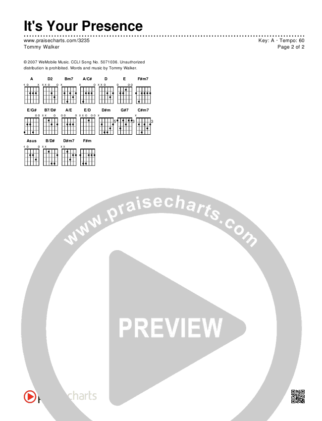 It's Your Presence Chords & Lyrics (Tommy Walker)