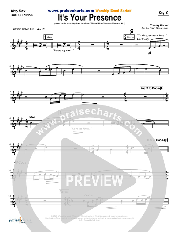 It's Your Presence Alto Sax (Tommy Walker)
