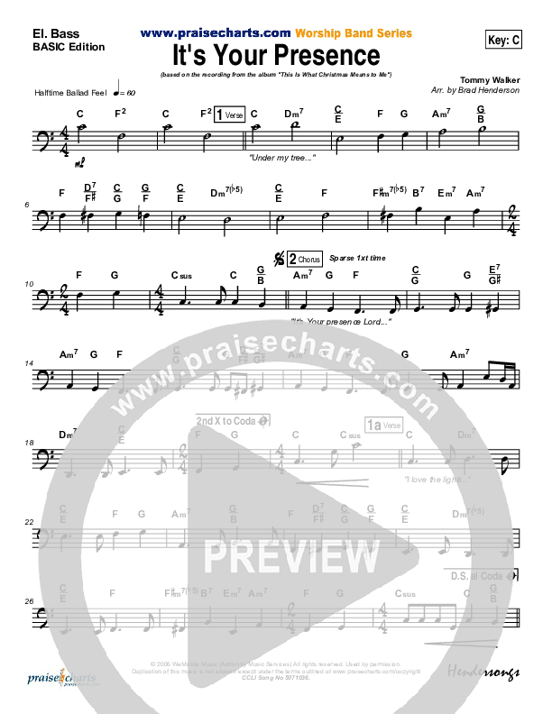 It's Your Presence Bass Guitar (Tommy Walker)