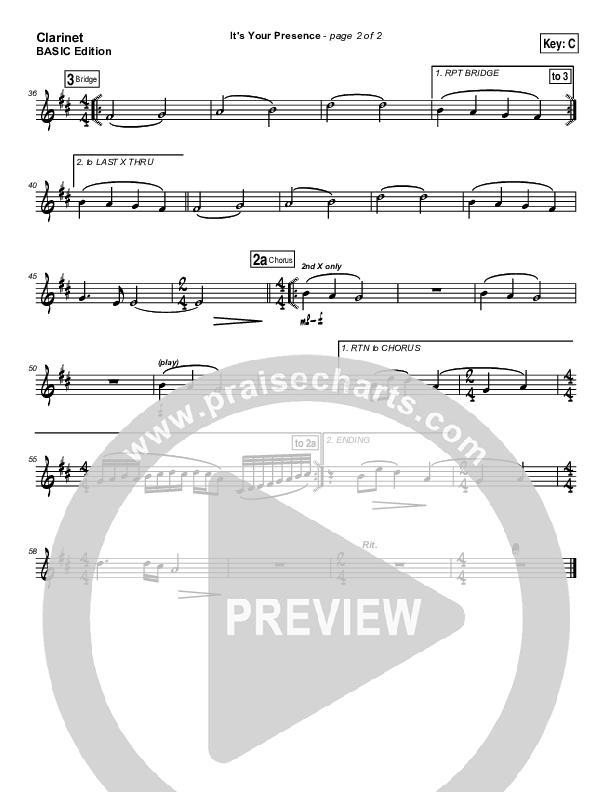 It's Your Presence Clarinet (Tommy Walker)