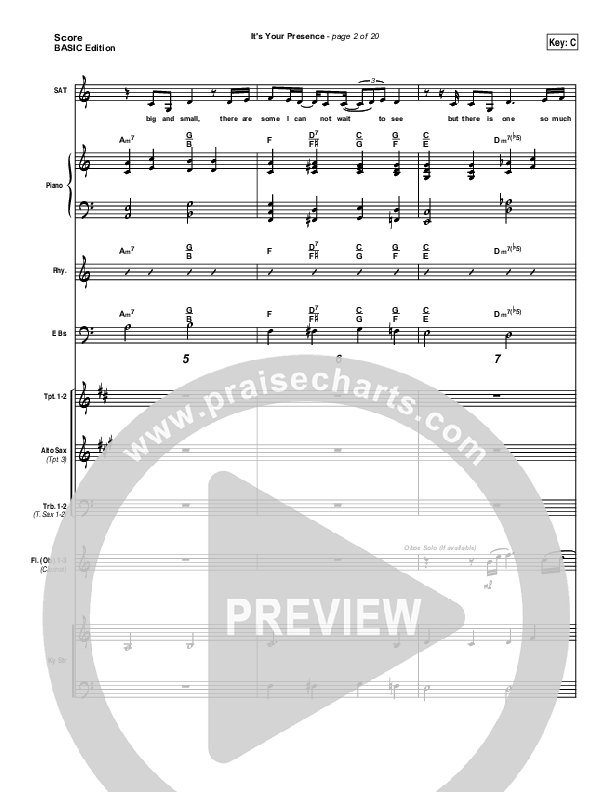 It's Your Presence Conductor's Score (Tommy Walker)