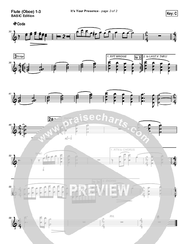 It's Your Presence Flute/Oboe 1/2/3 (Tommy Walker)