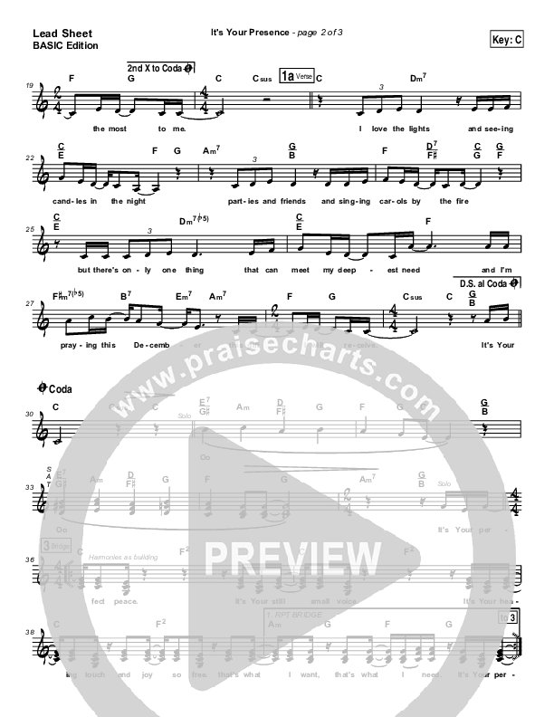 It's Your Presence Lead Sheet (Tommy Walker)