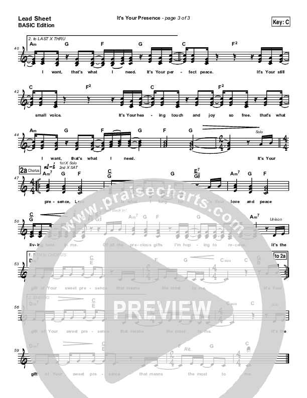 It's Your Presence Lead Sheet (Tommy Walker)