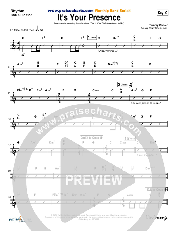 It's Your Presence Rhythm Chart (Tommy Walker)