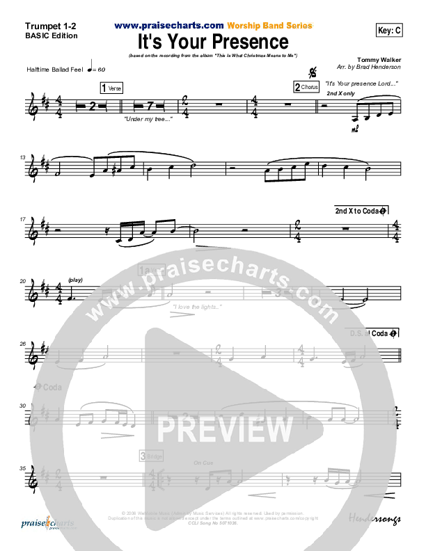 It's Your Presence Trumpet 1,2 (Tommy Walker)
