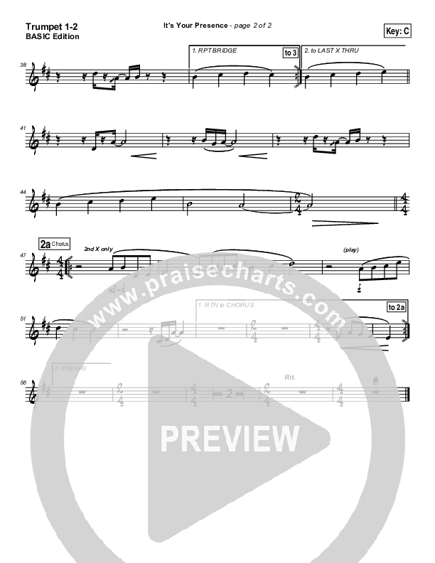 It's Your Presence Trumpet 1,2 (Tommy Walker)