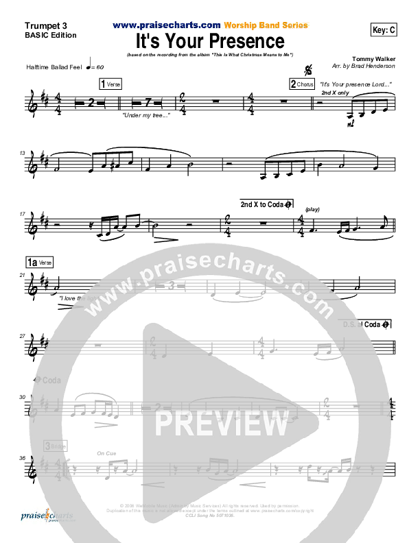 It's Your Presence Trumpet 3 (Tommy Walker)