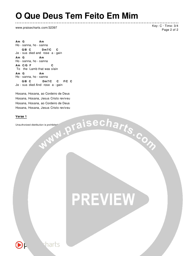 O Que Deus Tem Feito Em Mim Chords & Lyrics ()