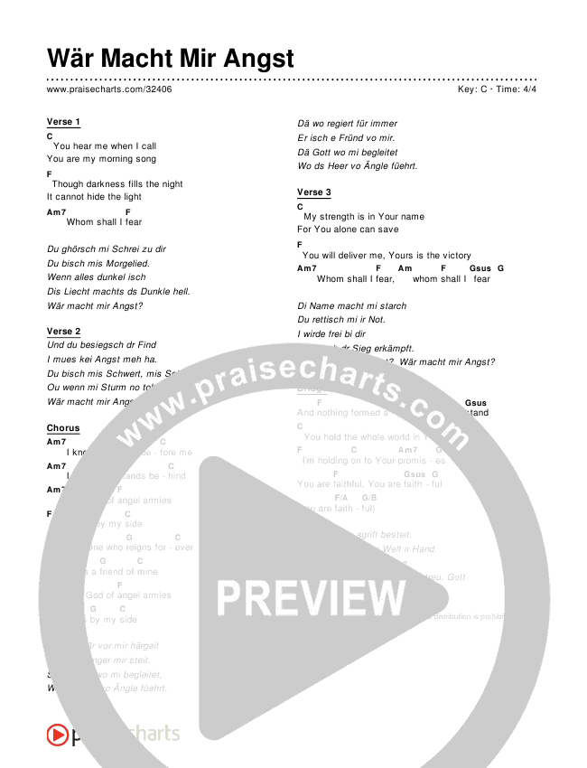 Wär Macht Mir Angst (Simplified) Chords & Lyrics ()