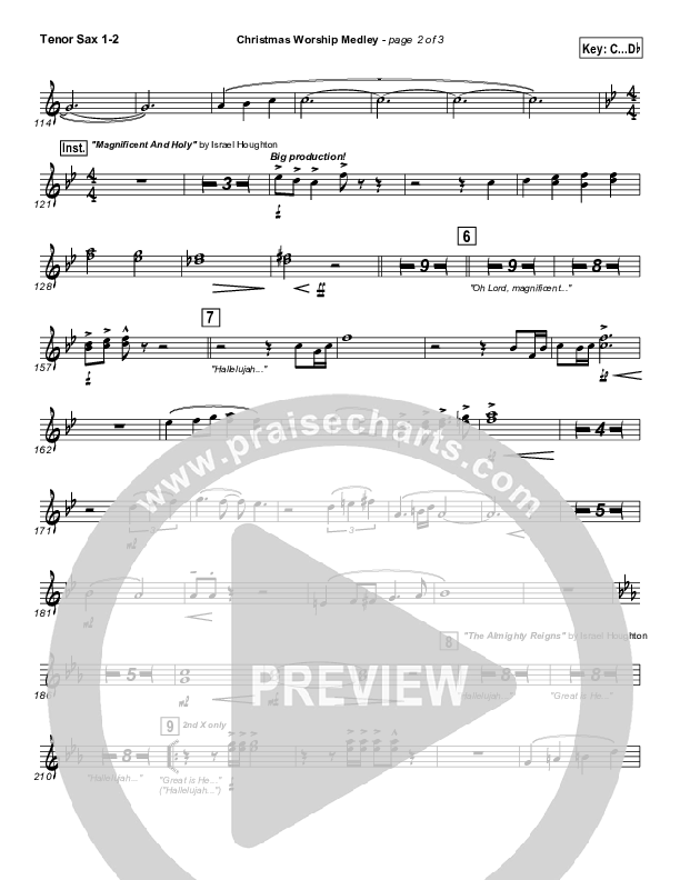Christmas Worship Medley (Alpha And Omega /  Be Unto Your Name / Magnificent And Holy / The Almighty Tenor Sax 1/2 (Israel Houghton)