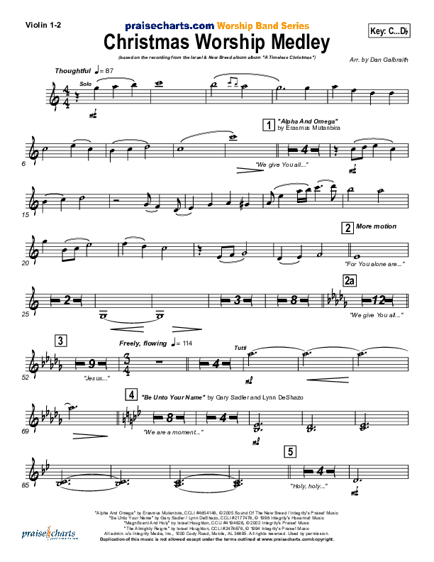 Christmas Worship Medley (Alpha And Omega /  Be Unto Your Name / Magnificent And Holy / The Almighty Violin 1/2 (Israel Houghton)