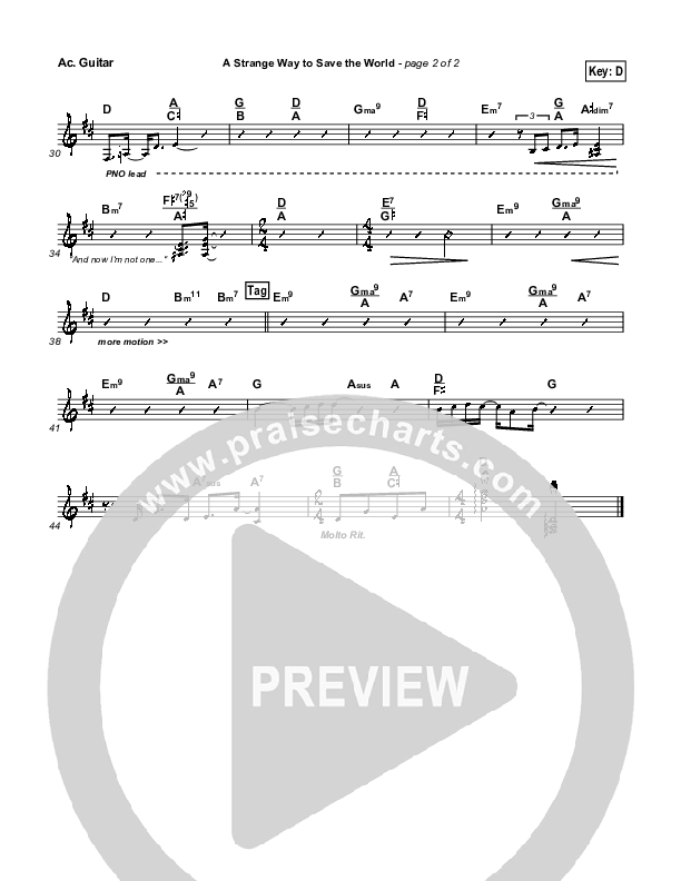 A Strange Way To Save The World Acoustic Guitar (4Him)