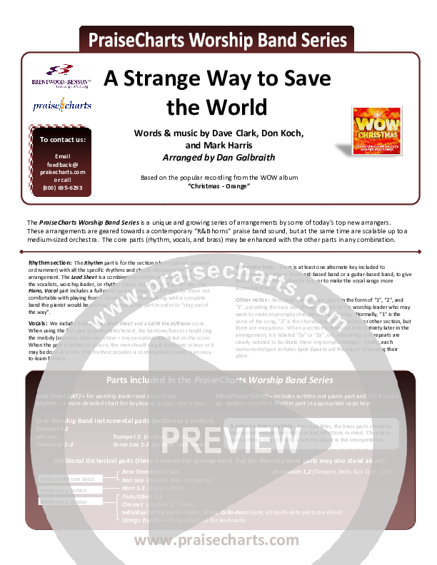 A Strange Way To Save The World Cover Sheet (4Him)