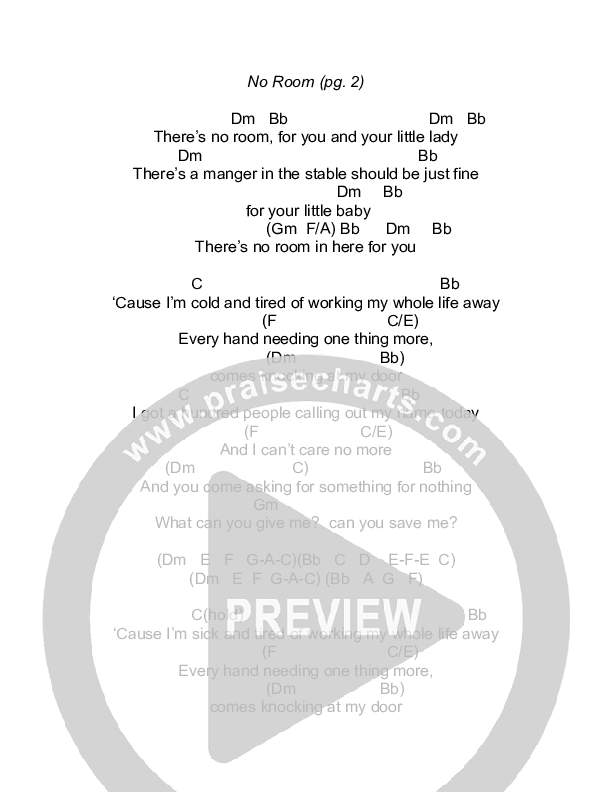 No Room (The Innkeeper) Chords & Lyrics (Todd Agnew)