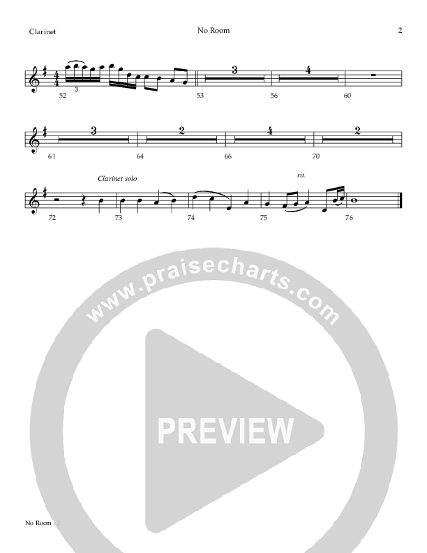 No Room (The Innkeeper) Clarinet (Todd Agnew)