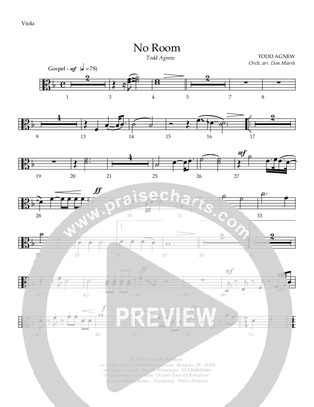 No Room (The Innkeeper) Viola (Todd Agnew)