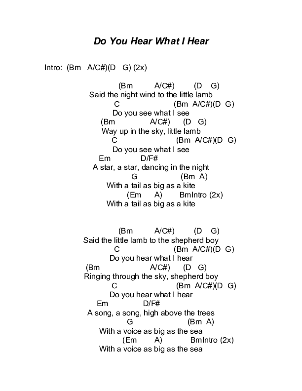 Do You Hear What I Hear Chord Chart (Todd Agnew)