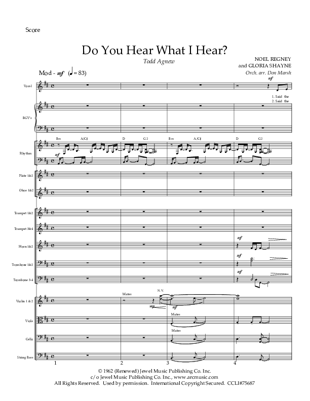 Do You Hear What I Hear Conductor's Score (Todd Agnew)