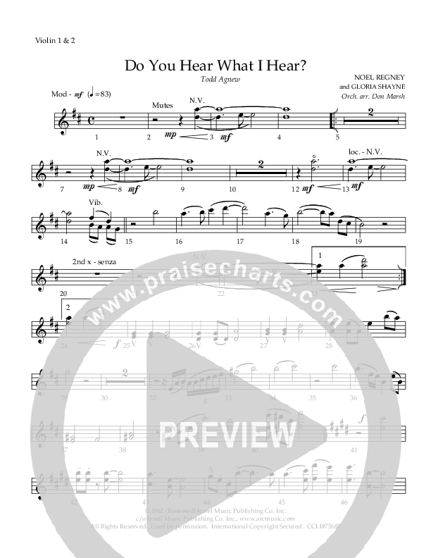 Do You Hear What I Hear Violin 1/2 (Todd Agnew)