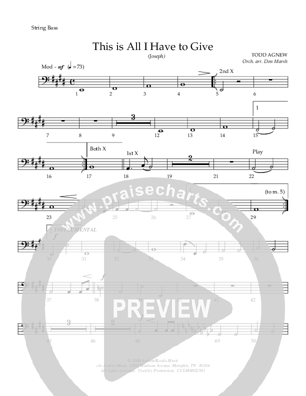 This Is All I Have To Give (Joseph) Double Bass (Todd Agnew)