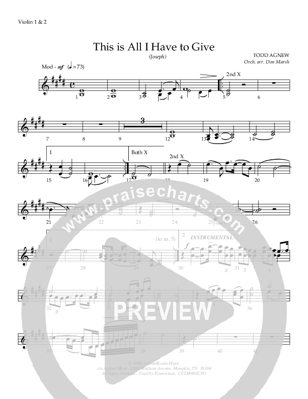 This Is All I Have To Give (Joseph) Violin 1/2 (Todd Agnew)