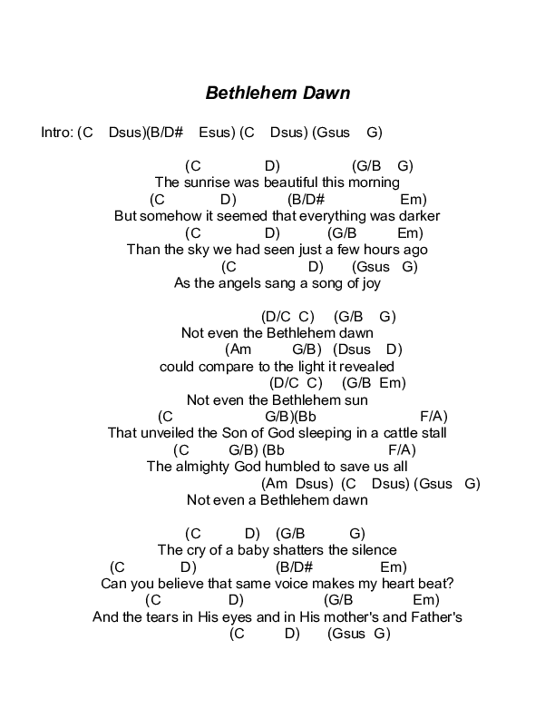 Bethlehem Dawn (The Shepherds) Chords & Lyrics (Todd Agnew)