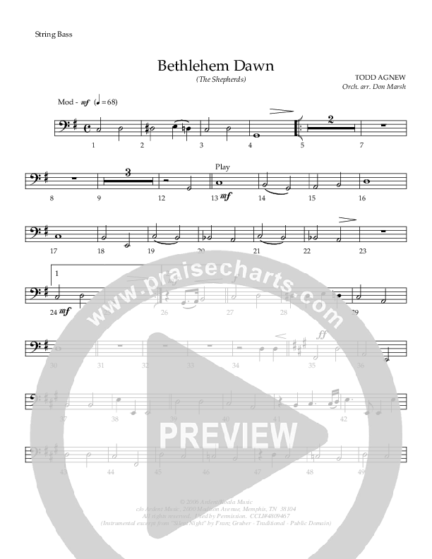 Bethlehem Dawn (The Shepherds) Double Bass (Todd Agnew)