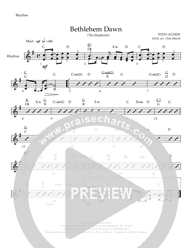 Bethlehem Dawn (The Shepherds) Rhythm Chart (Todd Agnew)