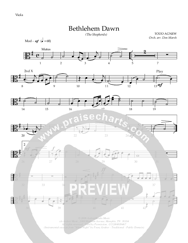 Bethlehem Dawn (The Shepherds) Viola (Todd Agnew)