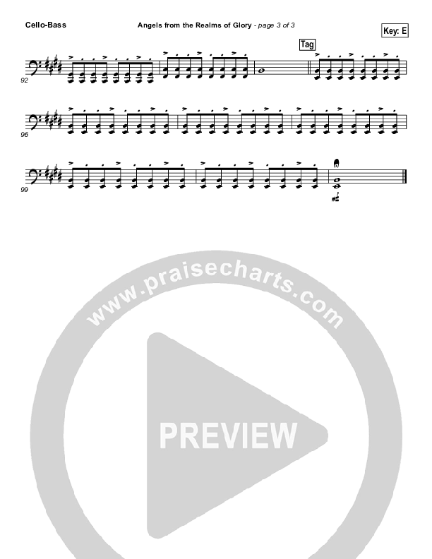 Angels From The Realms Of Glory Cello/Bass (Steven Curtis Chapman)