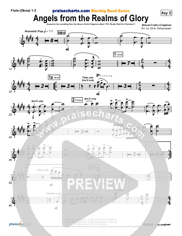 Angels From The Realms Of Glory Flute/Oboe 1/2/3 (Steven Curtis Chapman)