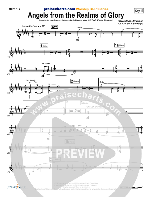 Angels From The Realms Of Glory French Horn 1/2 (Steven Curtis Chapman)