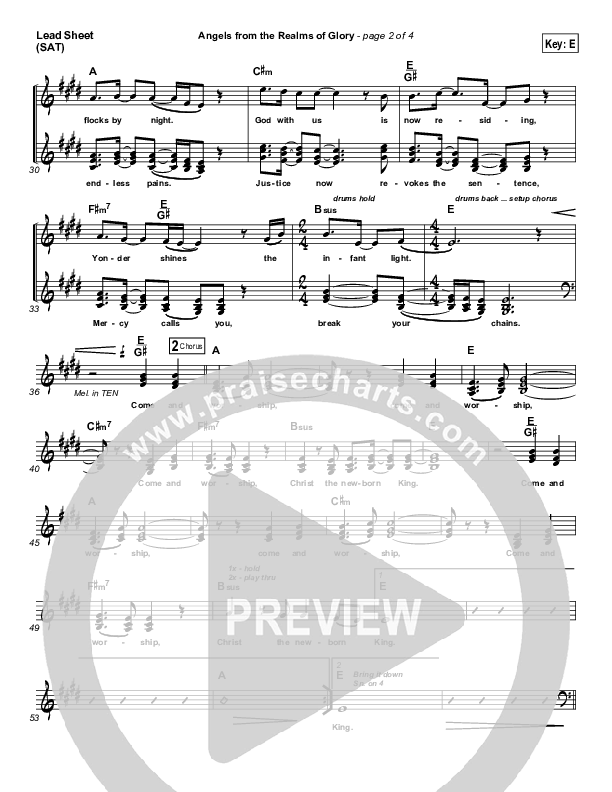 Angels From The Realms Of Glory Lead Sheet (Steven Curtis Chapman)