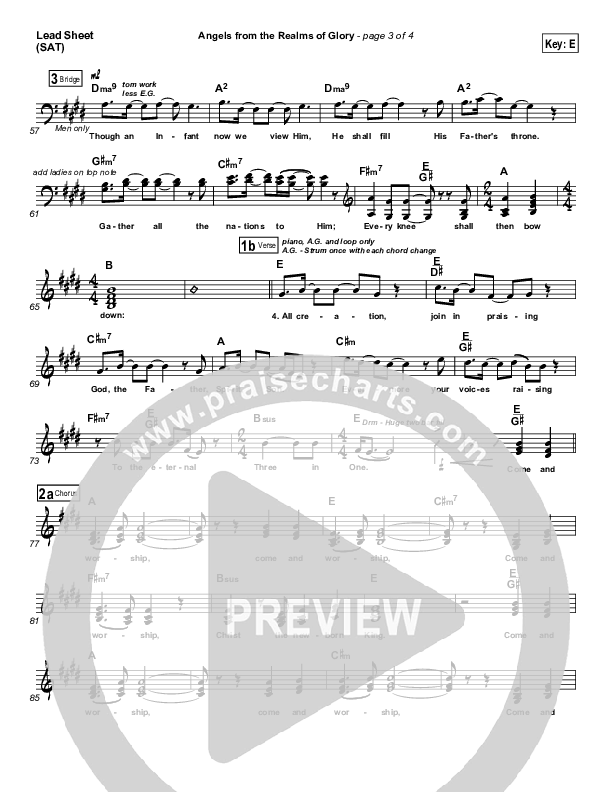 Angels From The Realms Of Glory Lead Sheet (Steven Curtis Chapman)