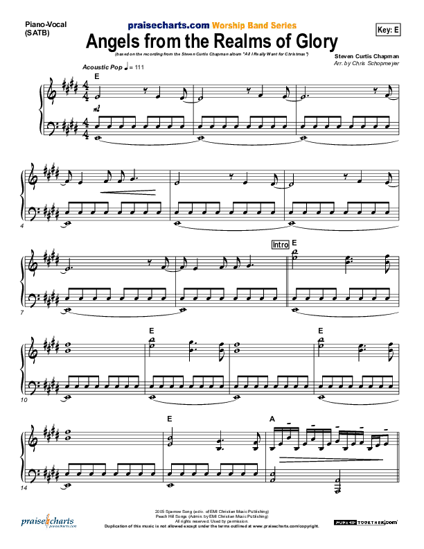 Angels From The Realms Of Glory Piano/Vocal (SATB) (Steven Curtis Chapman)