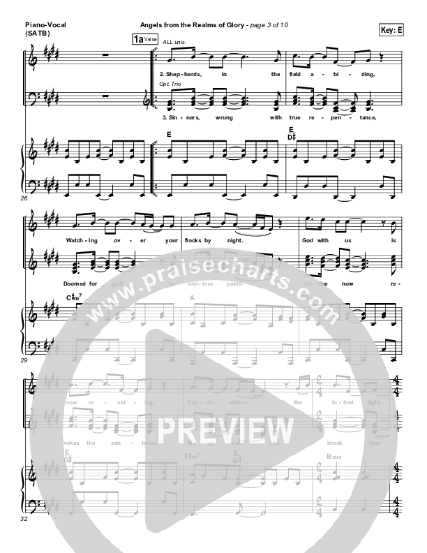 Angels From The Realms Of Glory Piano/Vocal (SATB) (Steven Curtis Chapman)