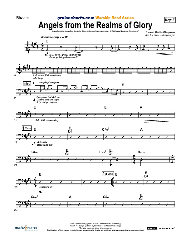 Angels From The Realms Of Glory Rhythm Chart (Steven Curtis Chapman)